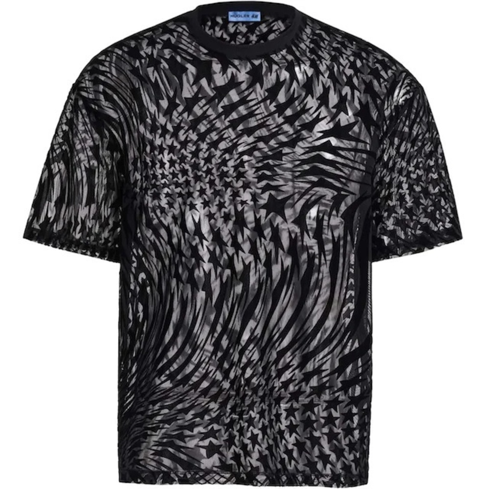 Mugler H&M Swirling Star Mesh T-shirt Mens